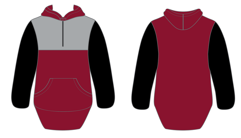 Maroon/Black/Grey Hoody